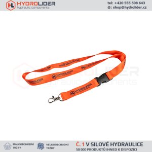Oranžová vodítku s karabinou s logem Hydrolider, šířka 15 mm
