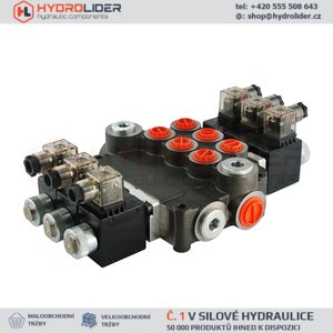 Hydraulický monoblokový rozvaděč 3 sekční 80L