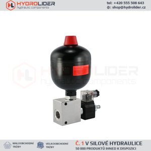 Hydraulický membránový akumulátor tlak s elektrický ventilem 230V, 0,35 L kapacita 