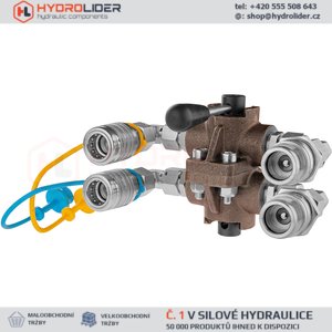 Hydraulický nástrčný rozdělovač Hydraulický kulový kohout 6/2 reverzace + rychlospojky