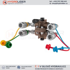 Hydraulický nástrčný rozdělovač Hydraulický kulový kohout 6/2 reverzace + rychlospojky